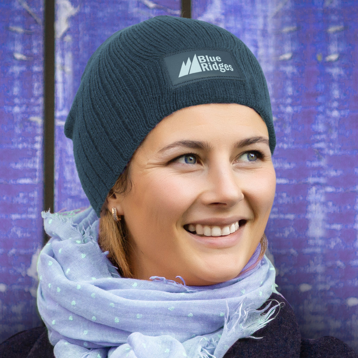 Nebraska Cable Knit Beanie with Patch - Feature
