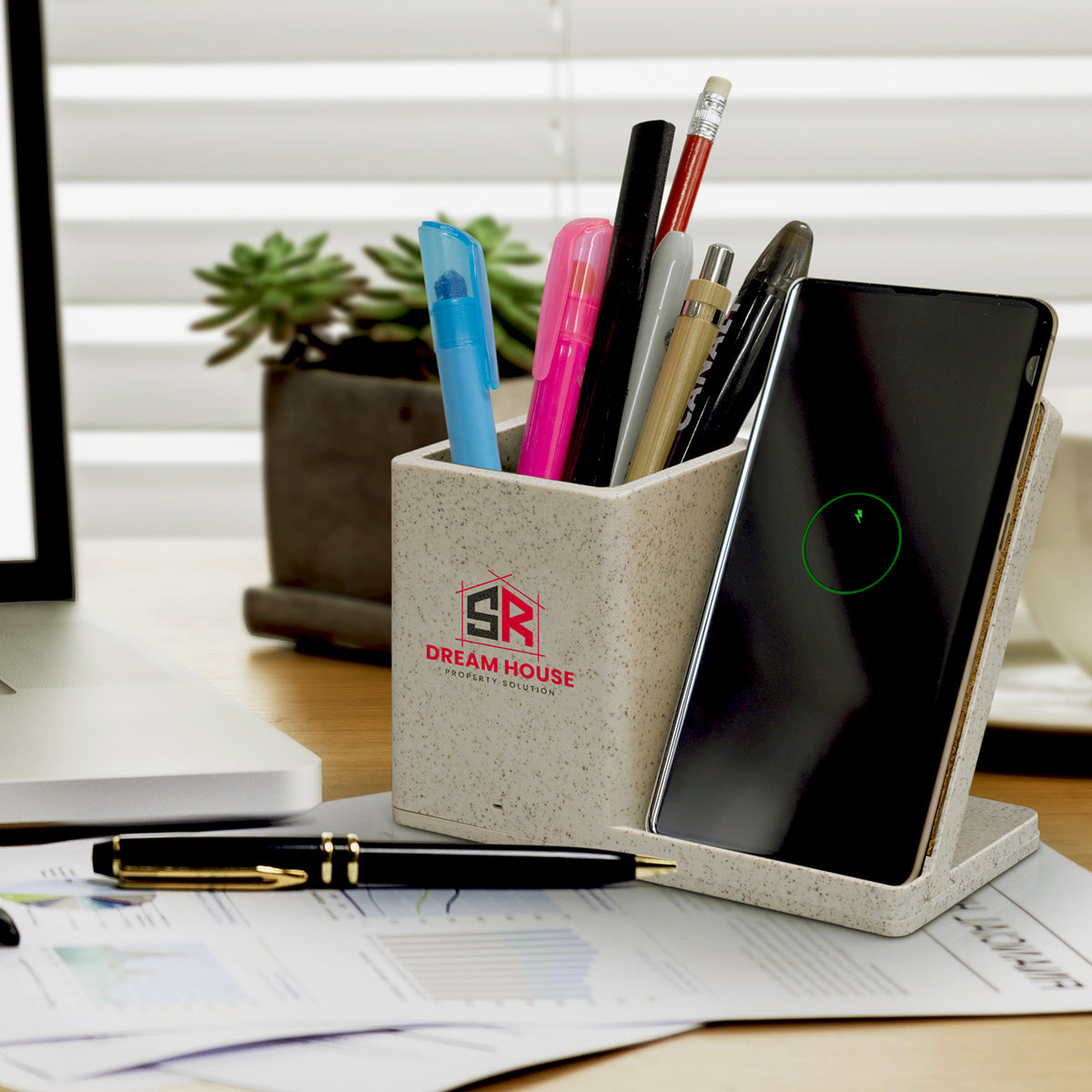 NATURA Oaken Wireless Charger Desk Caddy - Feature