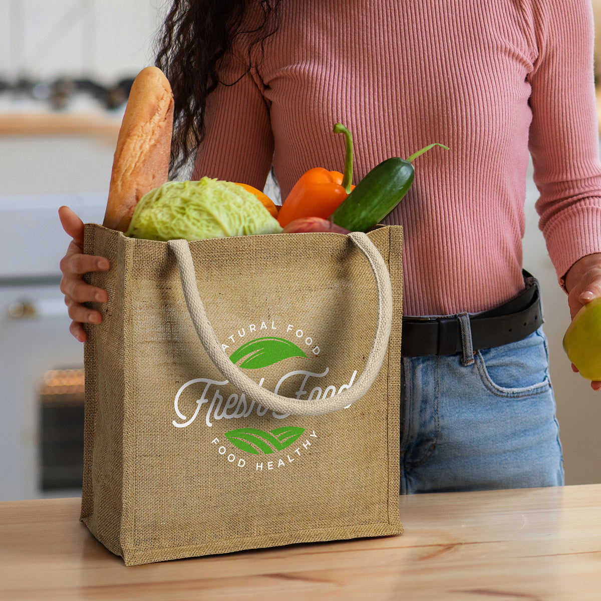 Monza Starch Jute Tote Bag - Feature