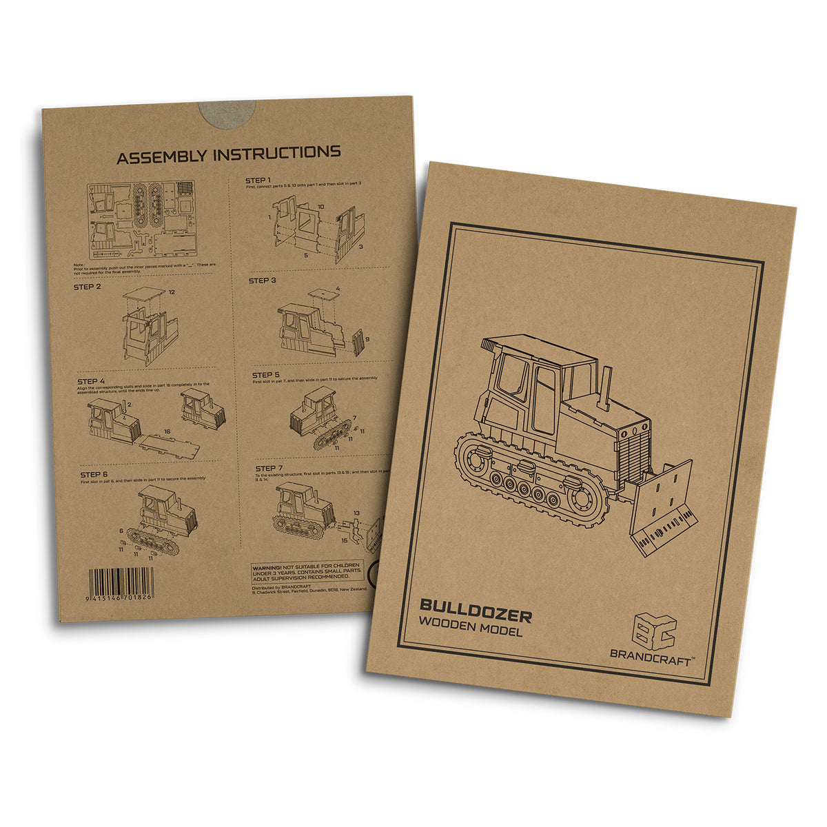 BRANDCRAFT Bulldozer Wooden Model - Sleeve