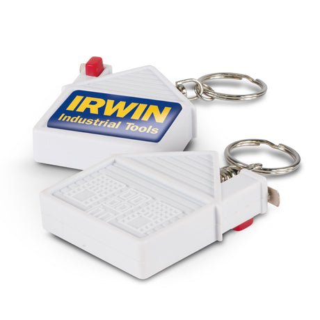 House Tape Measure Key Ring - White