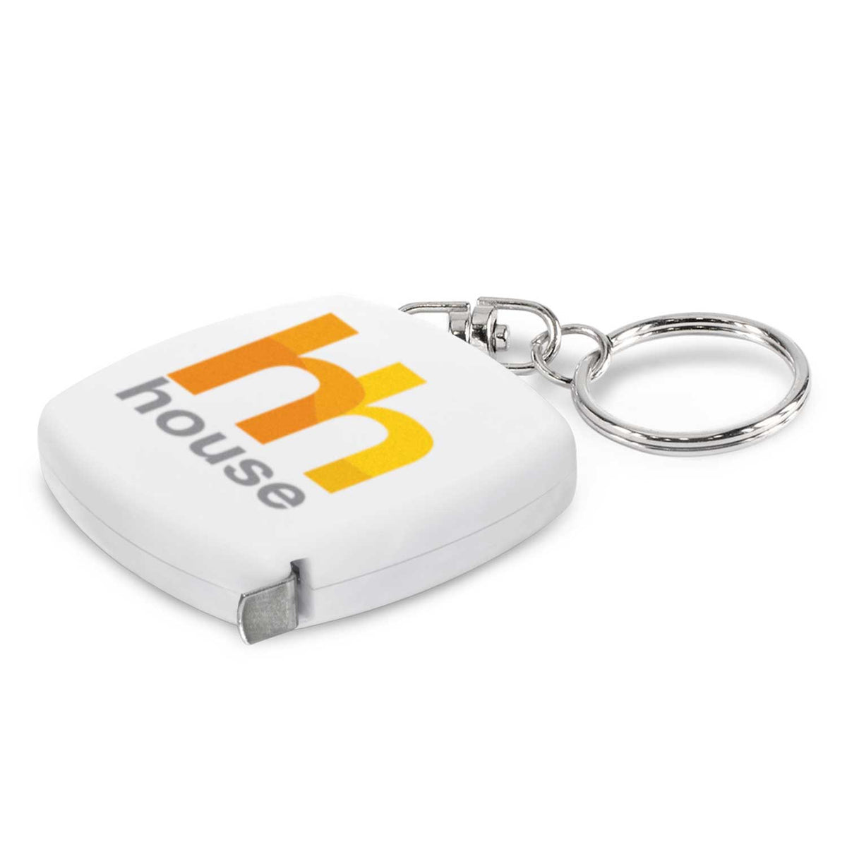 Tape Measure Key Ring - White