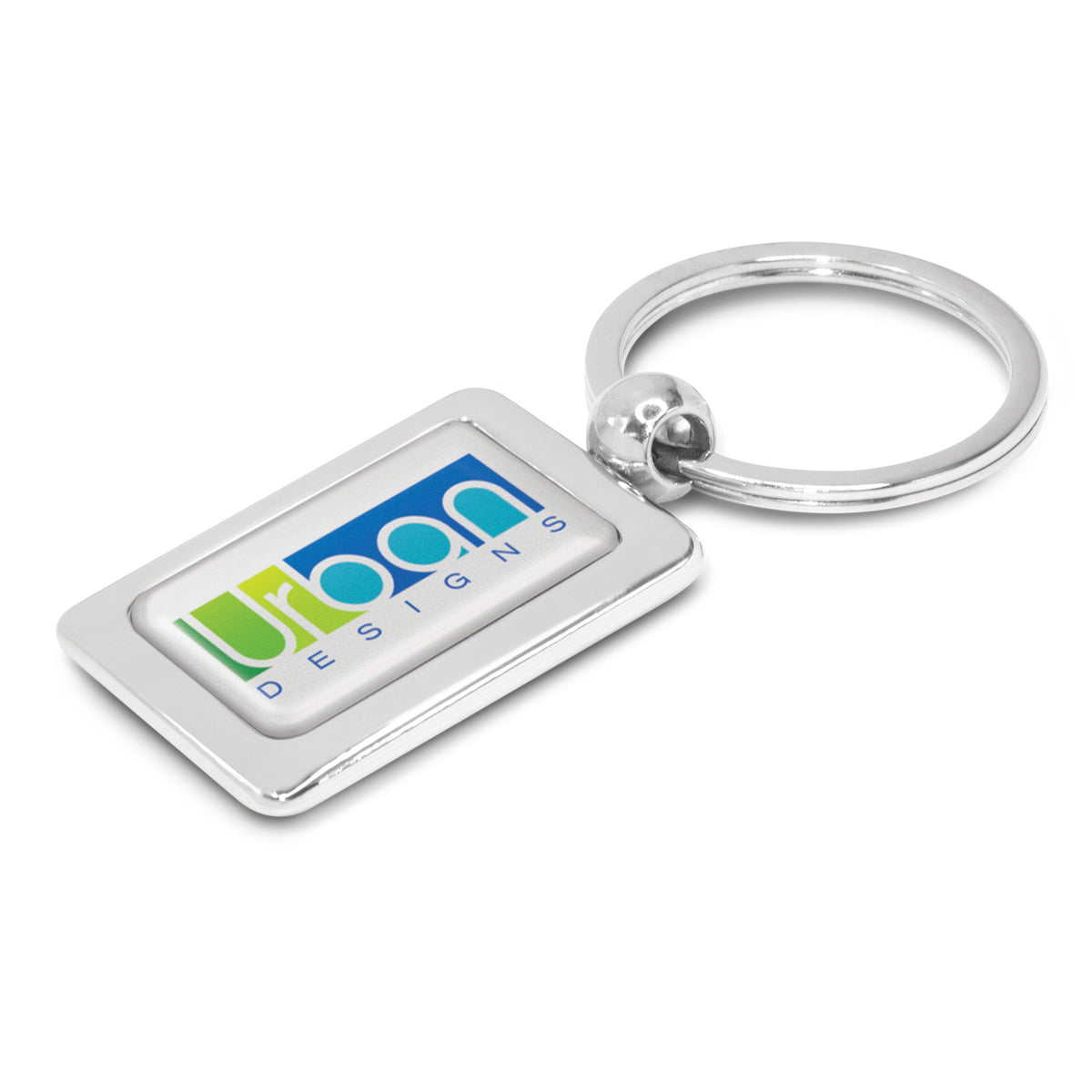 Rectangular Metal Key Ring - Resin Dome