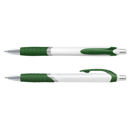 Jet Pen -  White Barrel - Dark Green