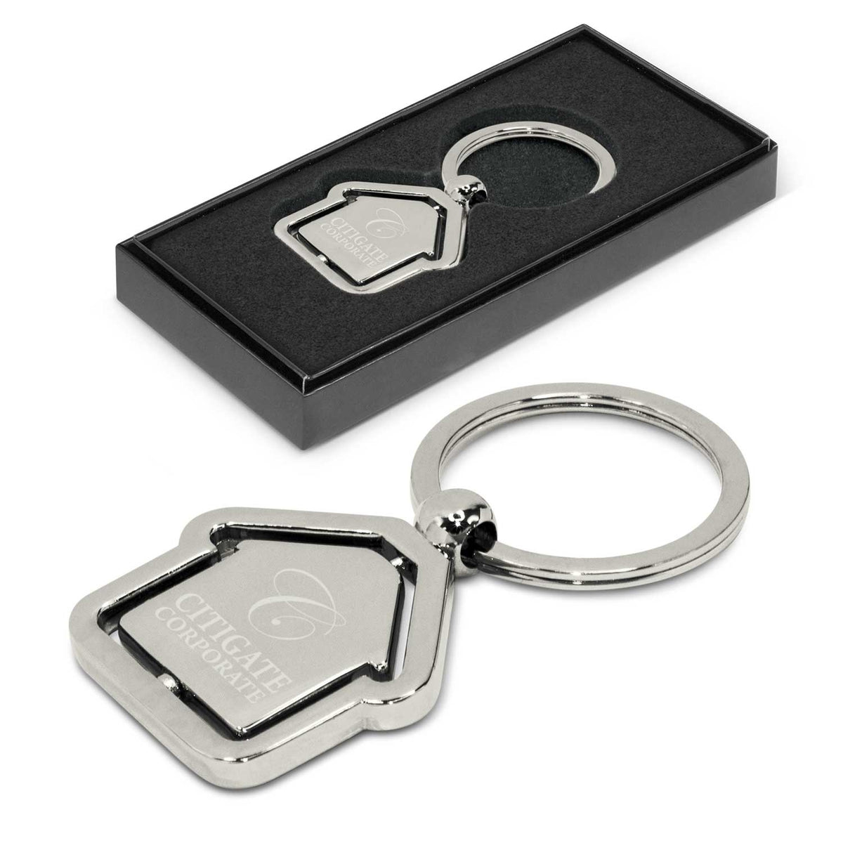 Spinning House Metal Key Ring - Main