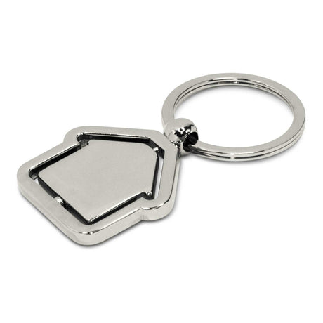 Spinning House Metal Key Ring - Silver