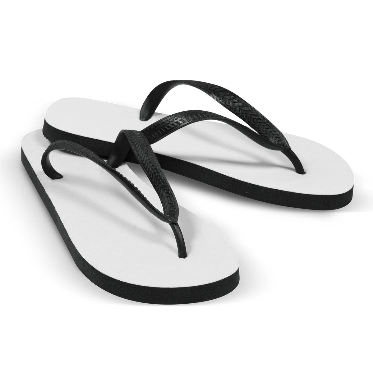 Full Colour Flip Flops - White w/ Black thong