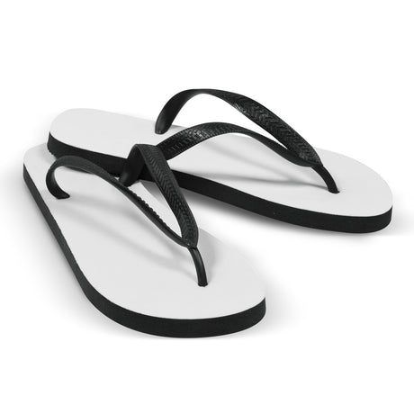 Full Colour Flip Flops - White w/ Black thong