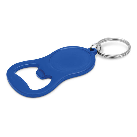 Chevron Bottle Opener Key Ring - Matte Blue