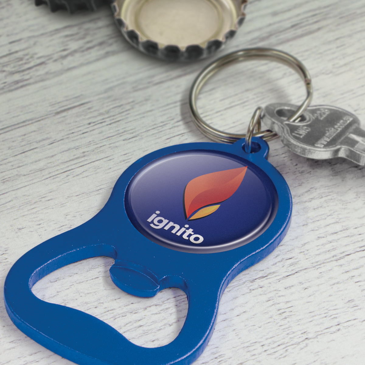 Chevron Bottle Opener Key Ring - Feature