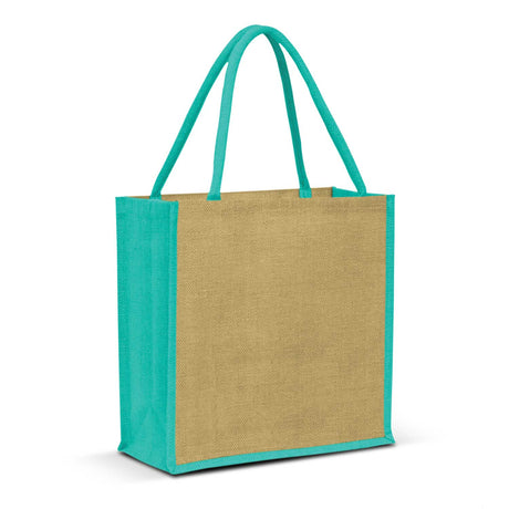 Monza Jute Tote Bag - Teal