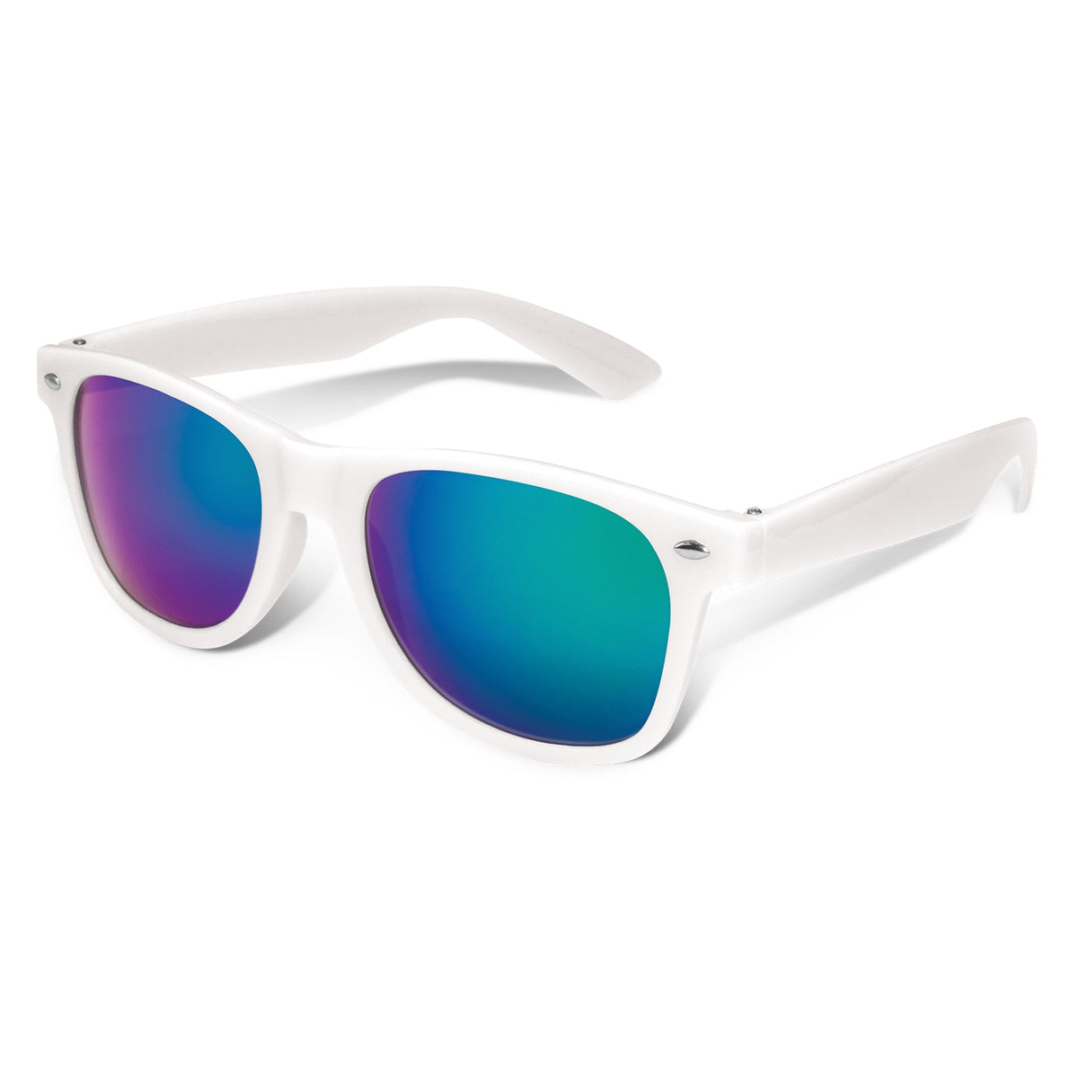 Malibu Premium Sunglasses - Mirror Lens - White/Green