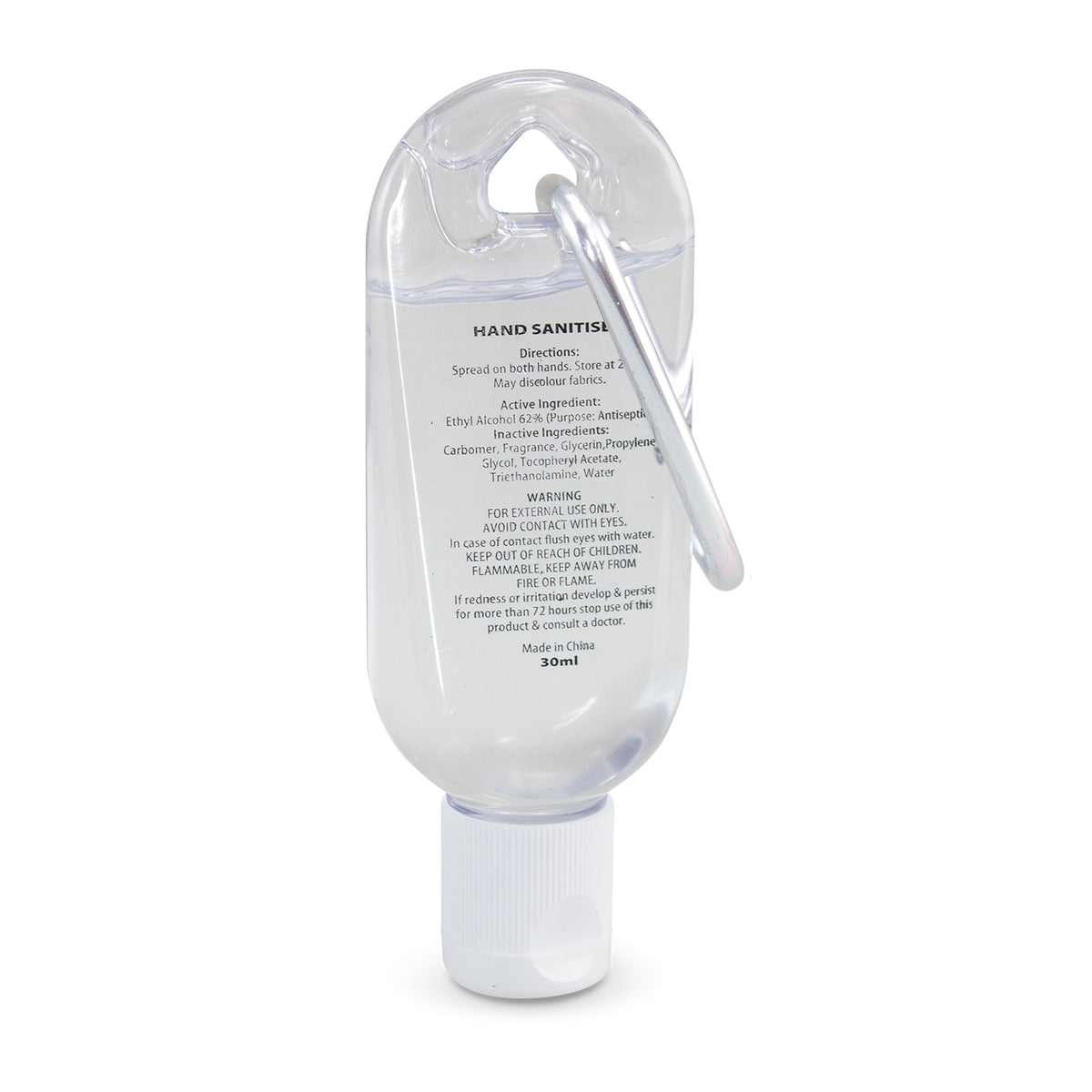 Carabiner Hand Sanitiser 30ml - Back