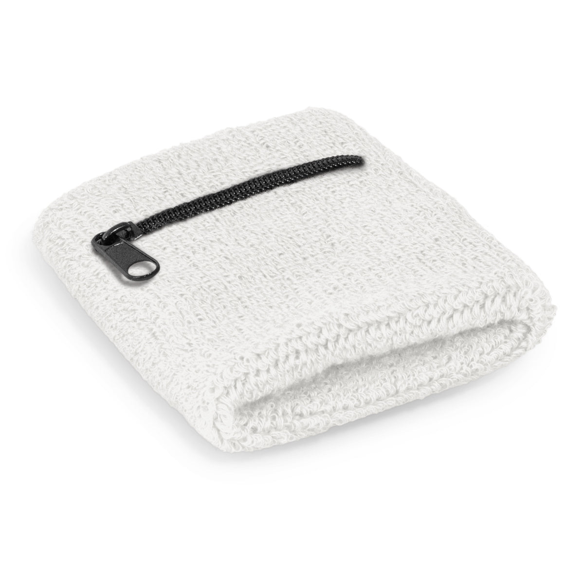 Wrist Sweat Band with Pocket - White