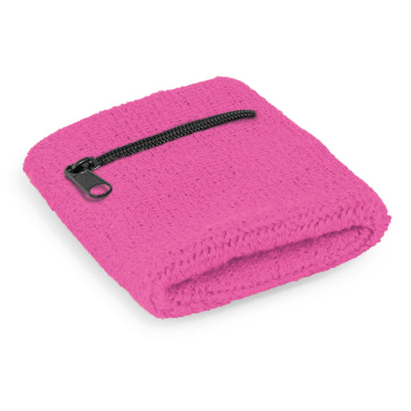 Wrist Sweat Band with Pocket - Pink