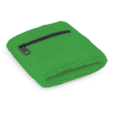 Wrist Sweat Band with Pocket - Dark Green