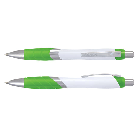 Borg Pen - White Barrel - Bright Green