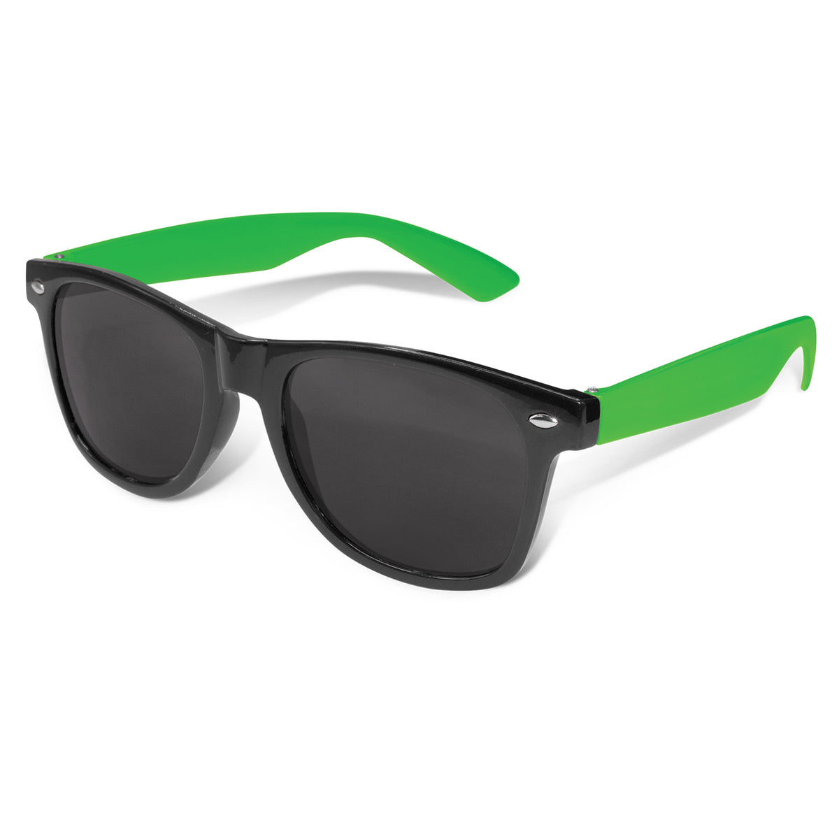 Malibu Premium Sunglasses - Black Frame - Bright Green