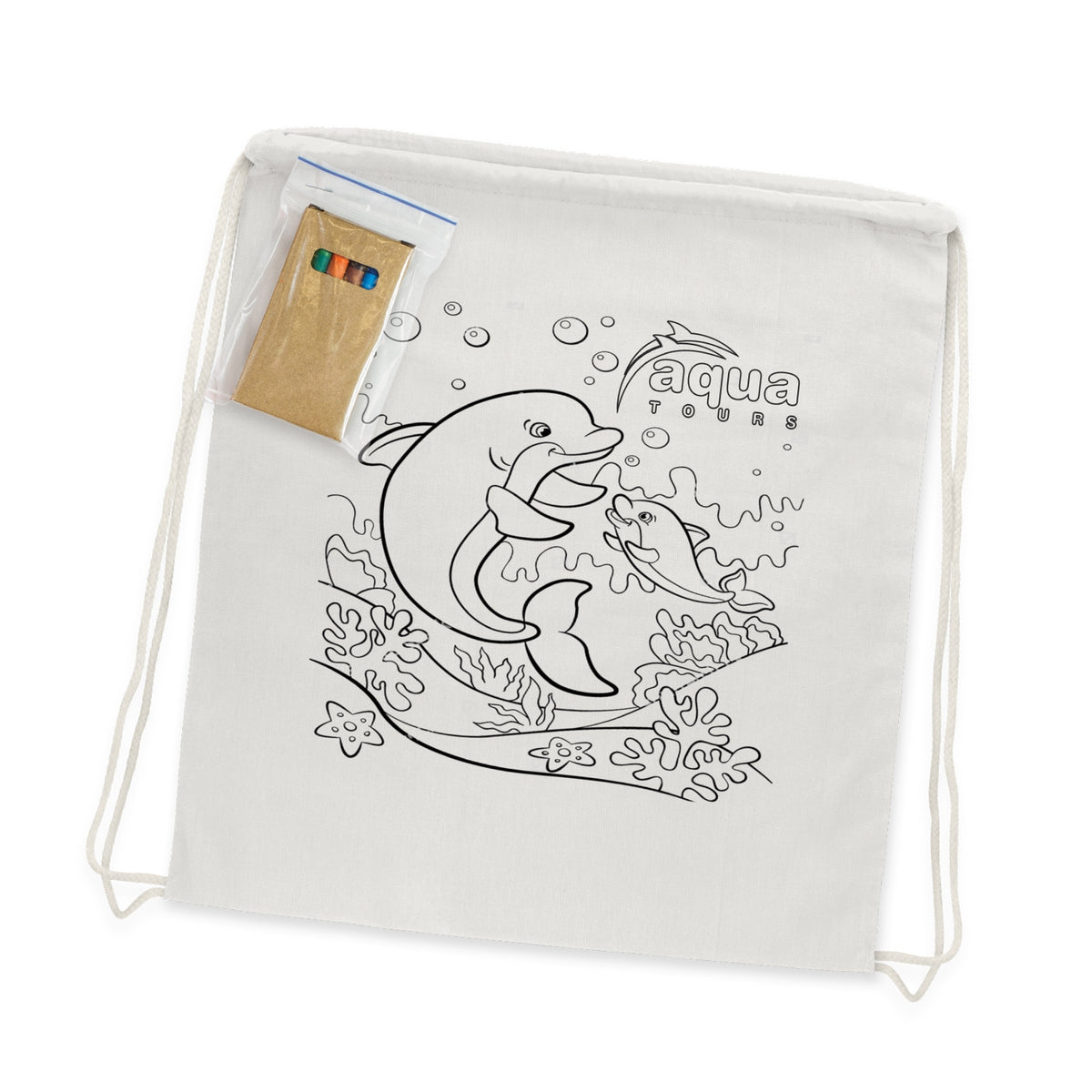 Cotton Colouring Drawstring Backpack - Main