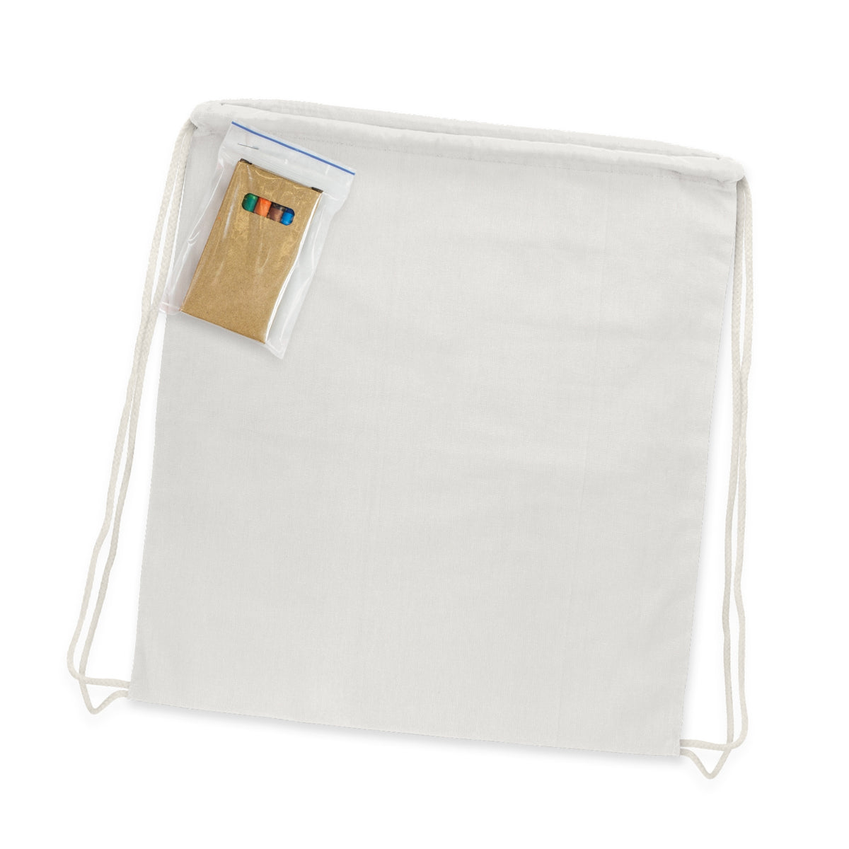 Cotton Colouring Drawstring Backpack - White