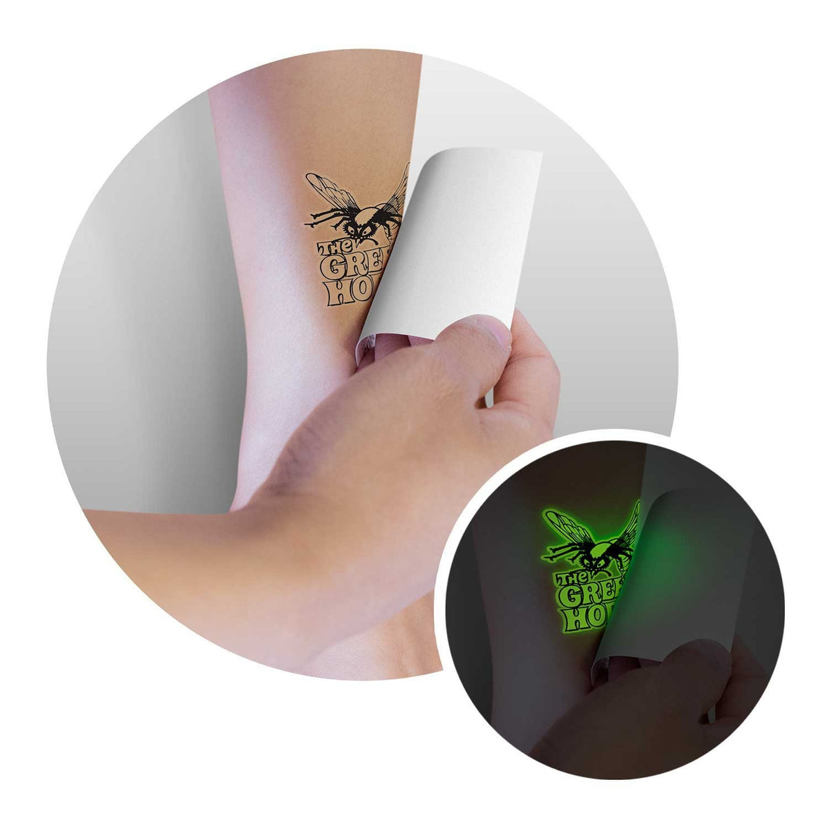 Temporary Tattoo Glow in the Dark - 51mm x 51mm - Feature