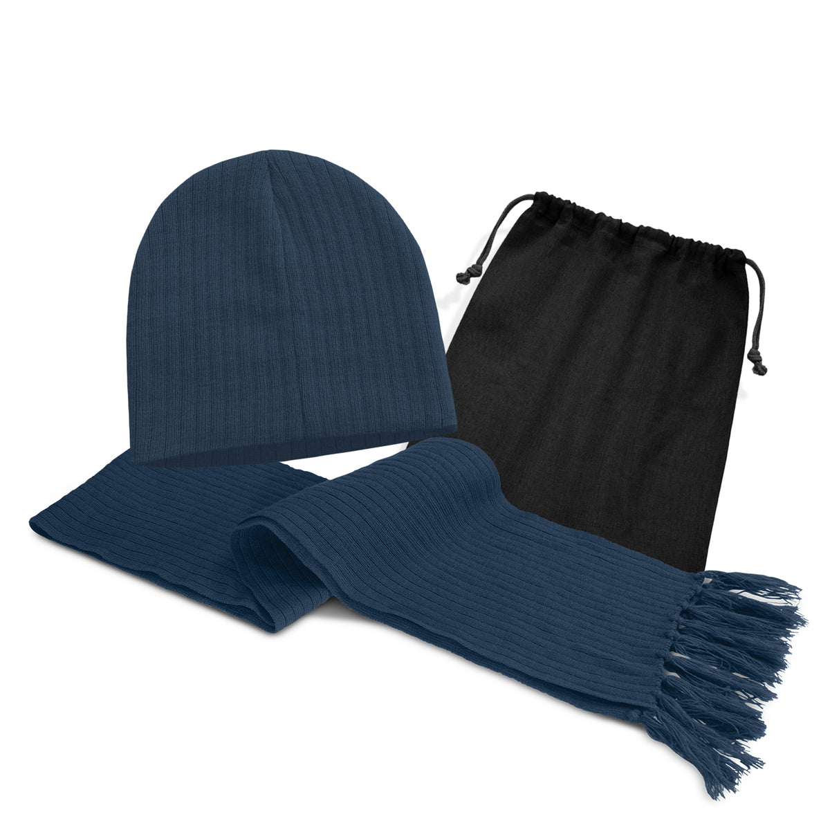 Nebraska Scarf and Beanie Set - Navy