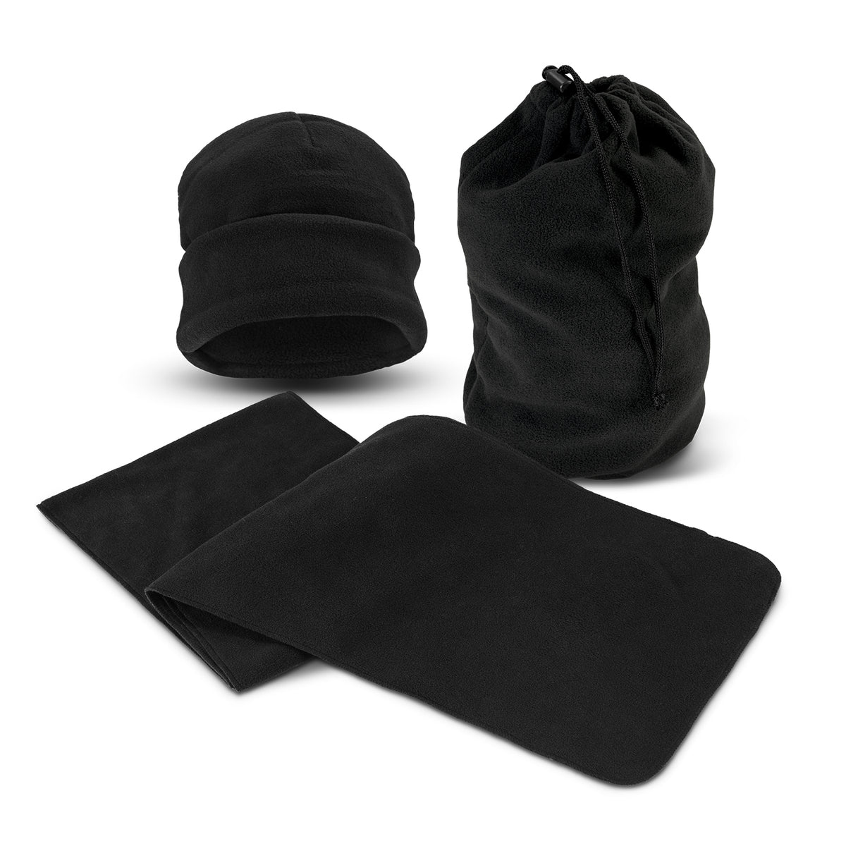 Seattle Scarf and Beanie Set - Black