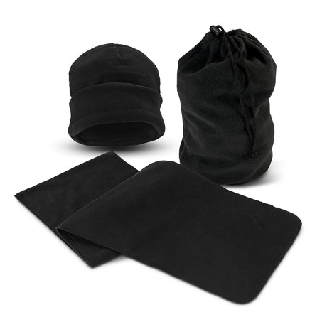Seattle Scarf and Beanie Set - Black