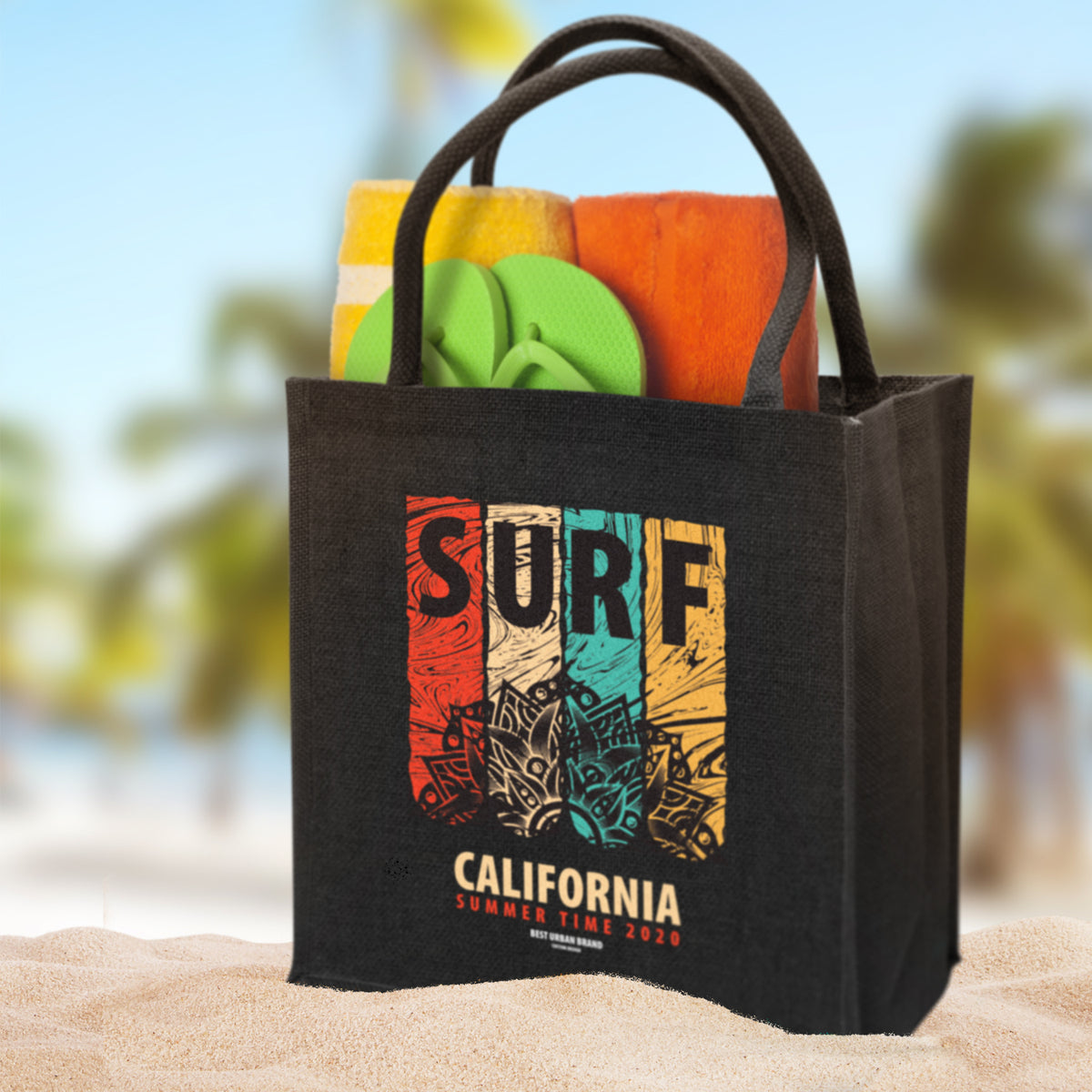Monza Jute Tote Bag - Colour Match - Feature