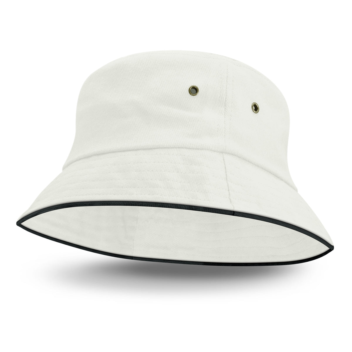 Bondi Bucket Hat - Black Sandwich Trim - White