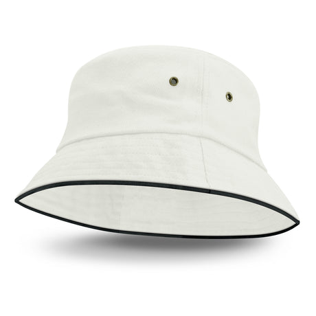 Bondi Bucket Hat - Black Sandwich Trim - White