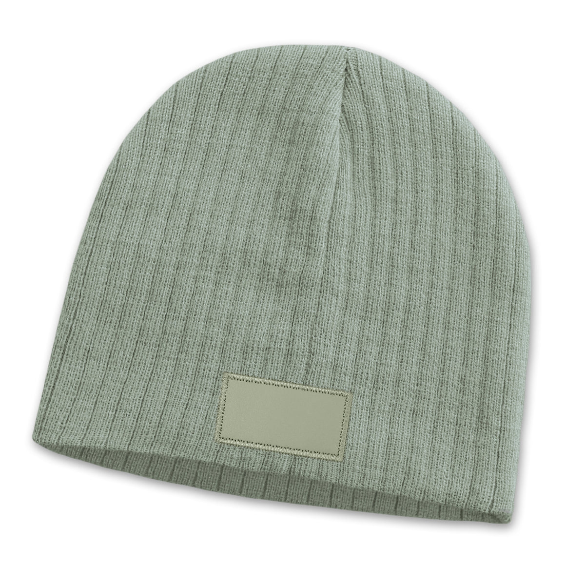 Nebraska Cable Knit Beanie with Patch - Light Grey