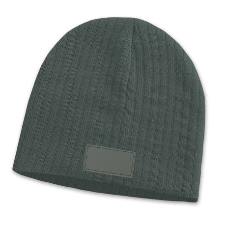 Nebraska Cable Knit Beanie with Patch - Charcoal