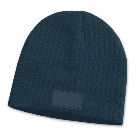 Nebraska Cable Knit Beanie with Patch - Navy