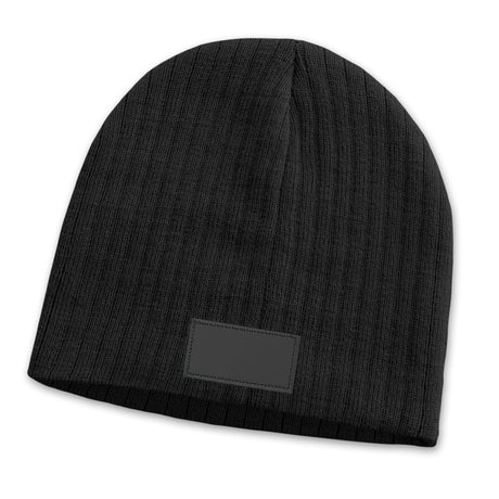 Nebraska Cable Knit Beanie with Patch - Black