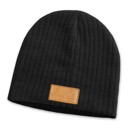 Nebraska Cable Knit Beanie with Patch - Brown/Black