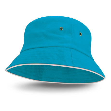 Bondi Bucket Hat - White Sandwich Trim - Light Blue