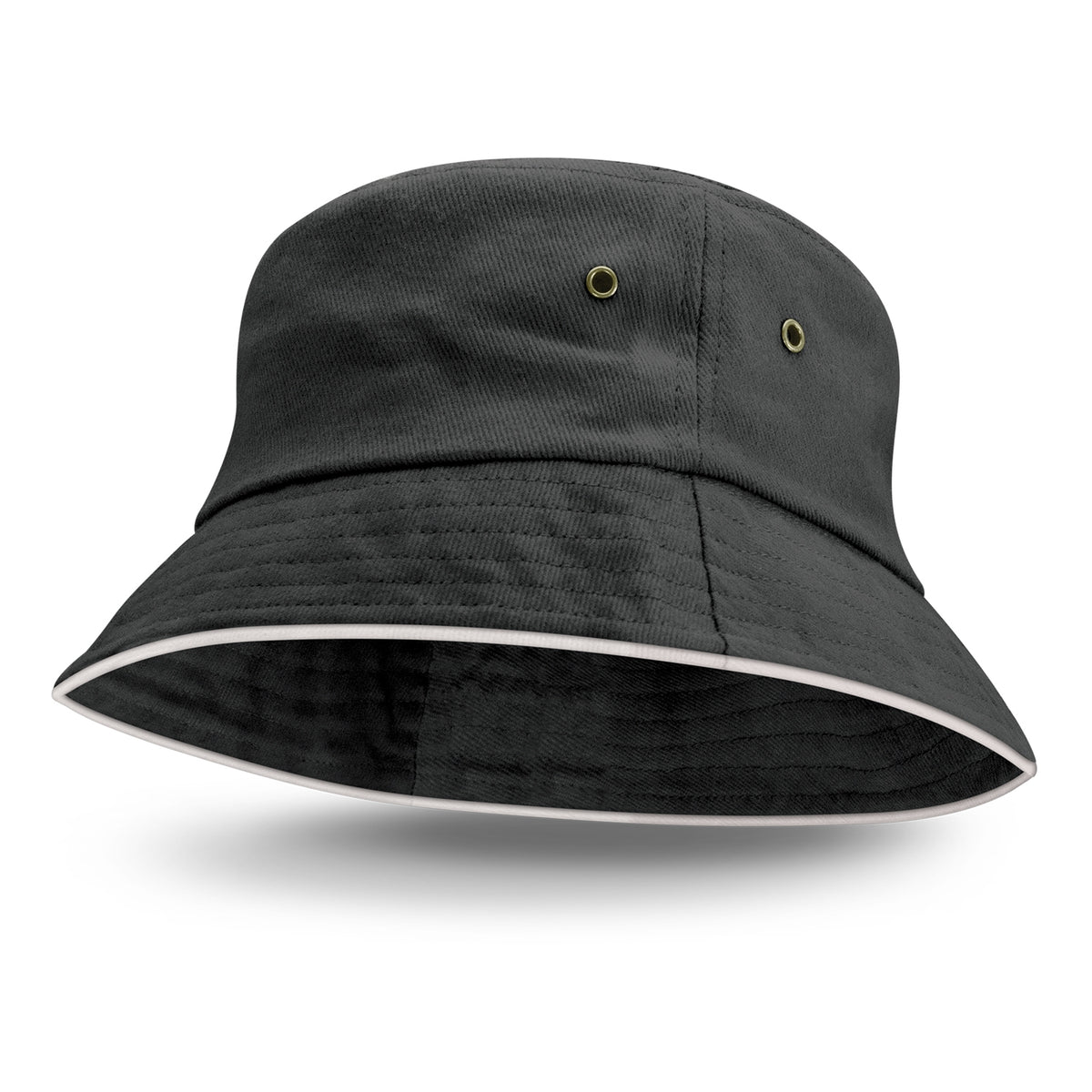 Bondi Bucket Hat - White Sandwich Trim - Black
