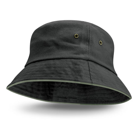 Bondi Bucket Hat - Coloured Sandwich Trim - Grey