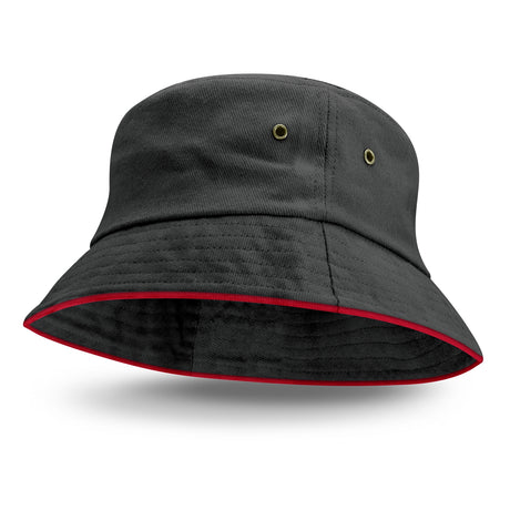 Bondi Bucket Hat - Coloured Sandwich Trim - Red
