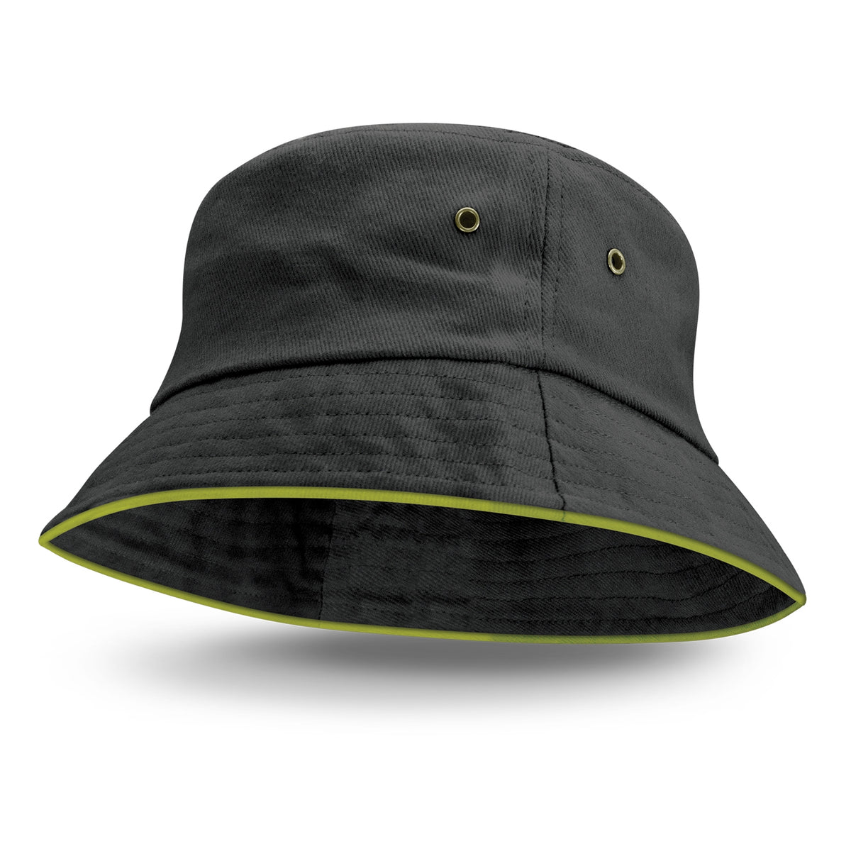 Bondi Bucket Hat - Coloured Sandwich Trim - Bright Green