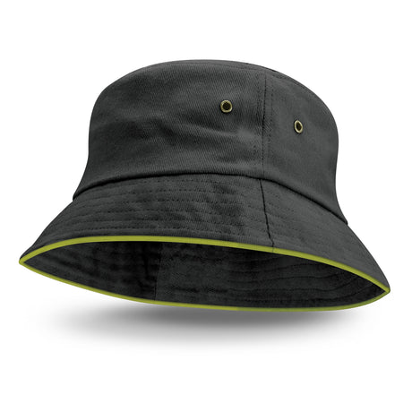 Bondi Bucket Hat - Coloured Sandwich Trim - Bright Green