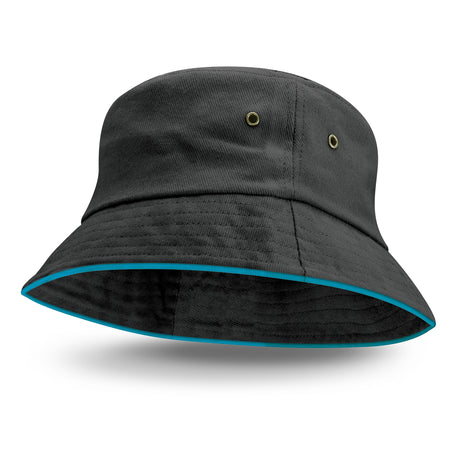 Bondi Bucket Hat - Coloured Sandwich Trim - Light Blue