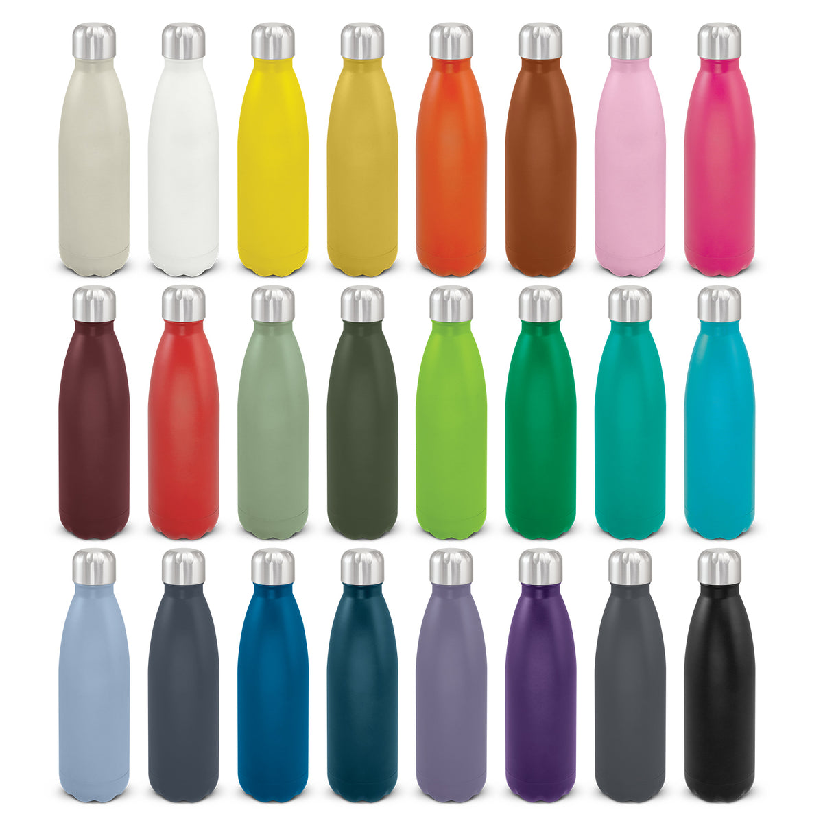 Mirage Powder Coated Vacuum Bottle - Silver Lids