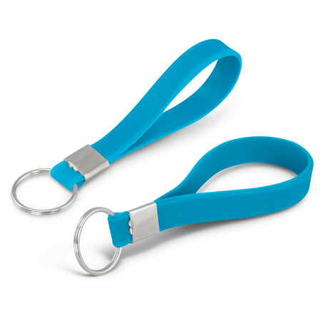 Silicone Key Ring - Debossed - Light Blue
