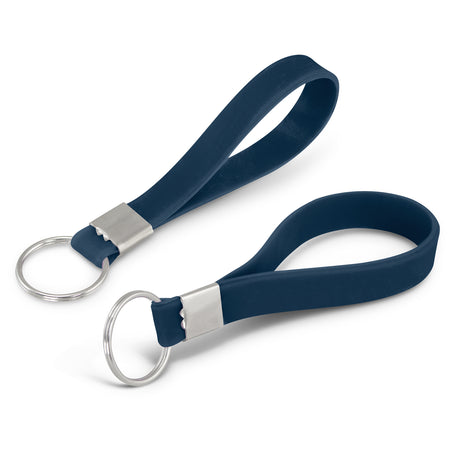 Silicone Key Ring - Embossed - Navy