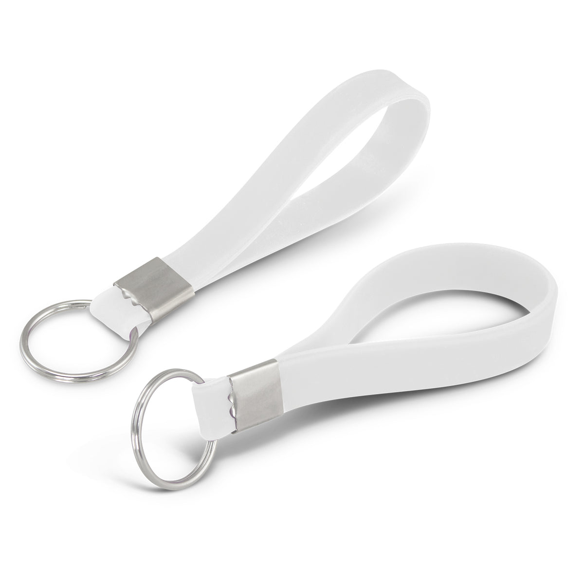 Silicone Key Ring - Embossed - White
