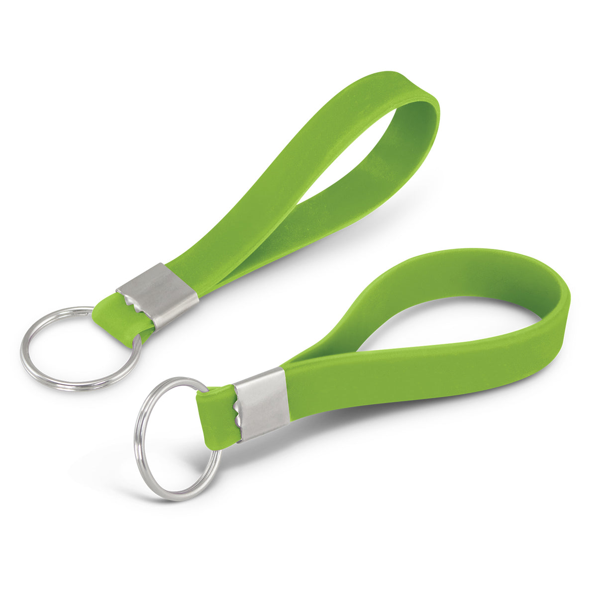 Silicone Key Ring - Embossed - Bright Green