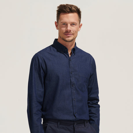 SOLS Barry Men's Denim Shirt - Main