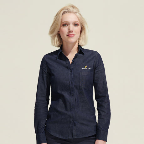 SOLS Barry Women's Denim Shirt - Feature